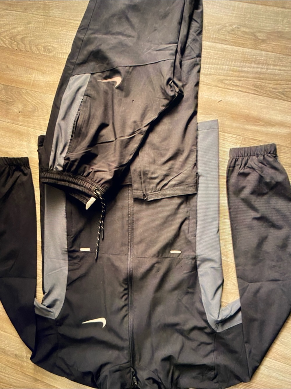 Nike Men's Black and Gray Training Joggers with Reflective Logo
